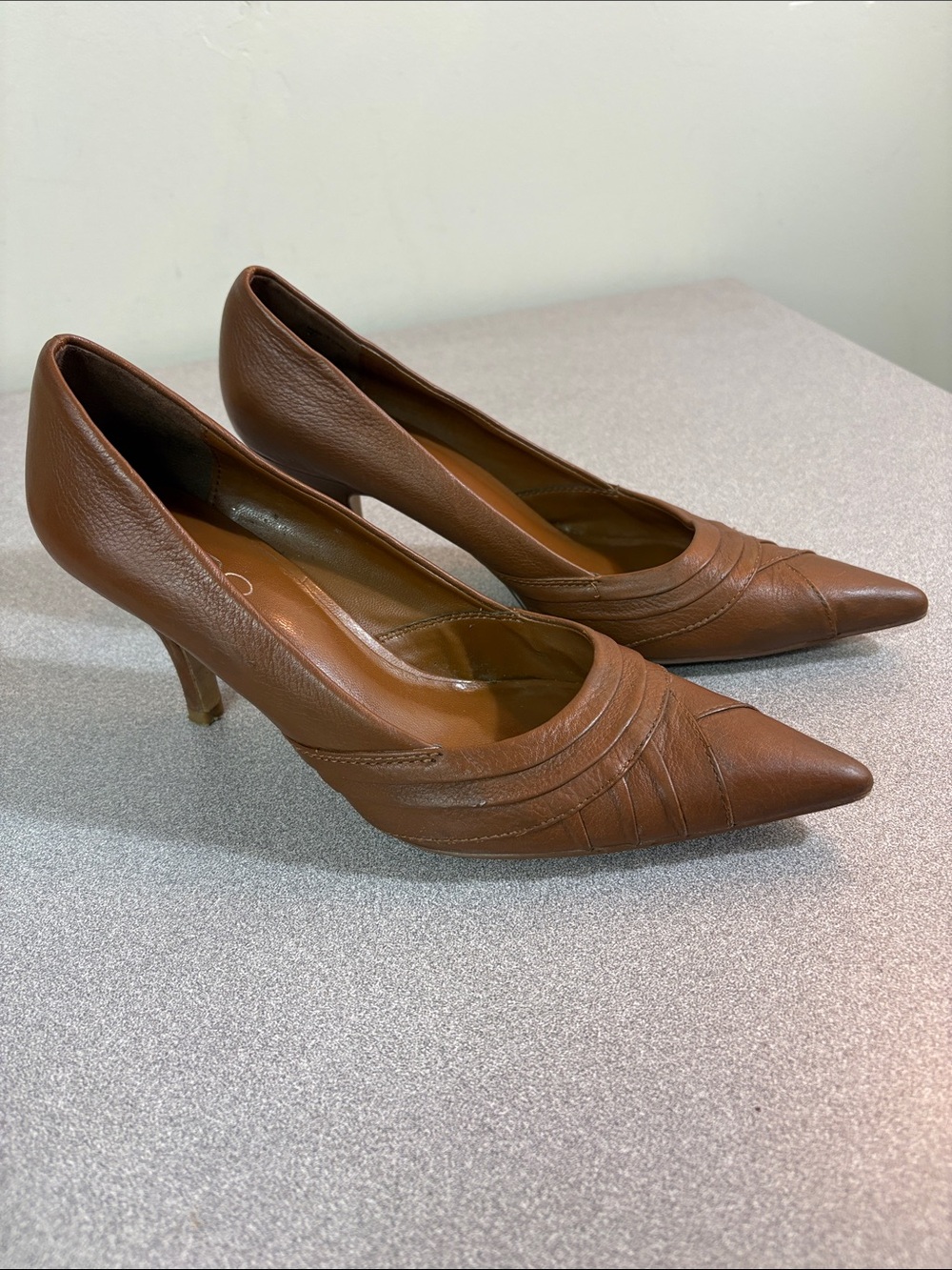 Aldo Cognac Pointed Heel Pumps